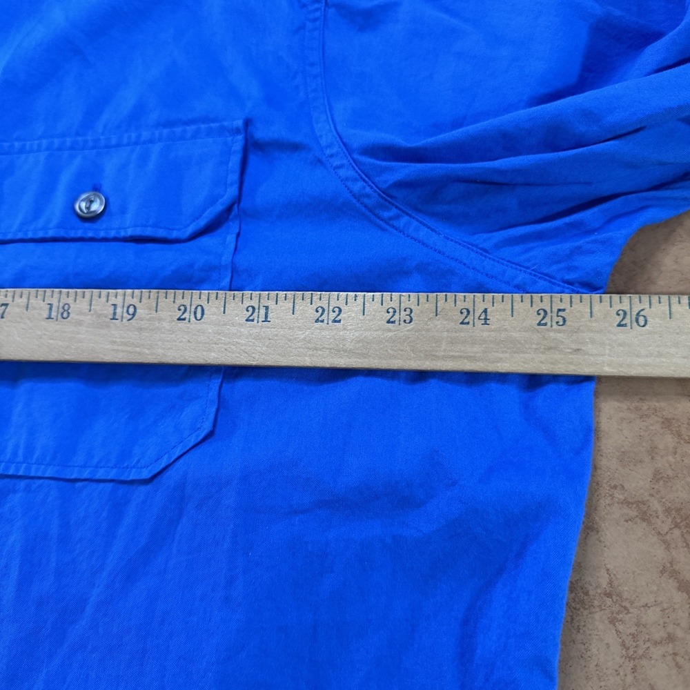 Polo Ralph Lauren Shirt Mens Sz XL Blue‎ Feather Weight Twill Epaulets Safari - Picture 6 of 8
